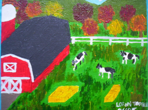 Red Barn With Cows