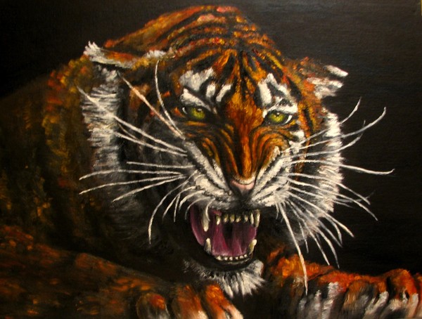 Wild cat original oil painting