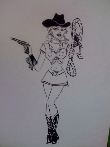 Vargas Type Girl with Noose and Pistol 