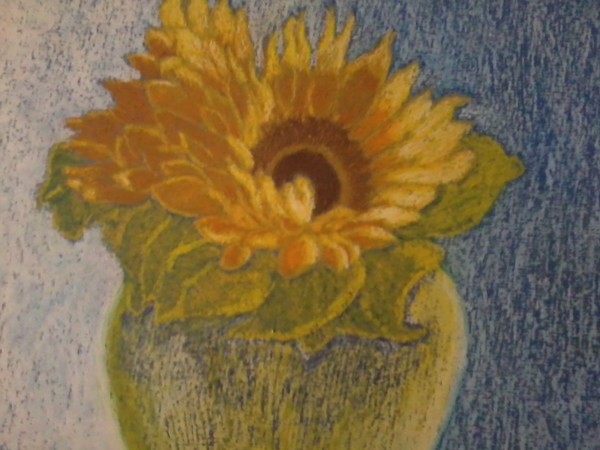 Sunflowers in blue vase