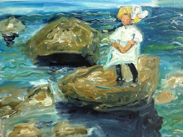 Little Girl Sitting on a Rock 1918