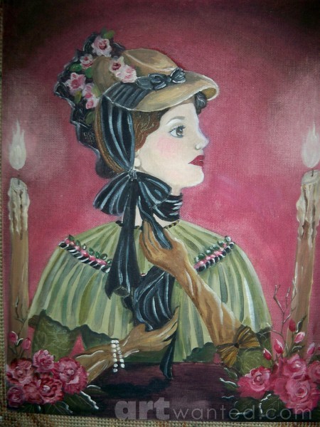 Victorian Lady Taking off her Hat