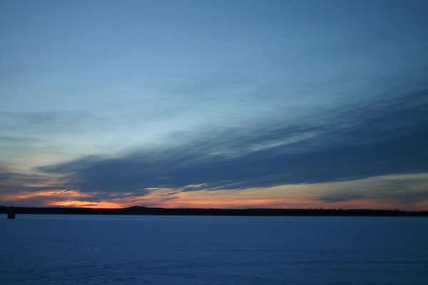 Winter sunset at the lake