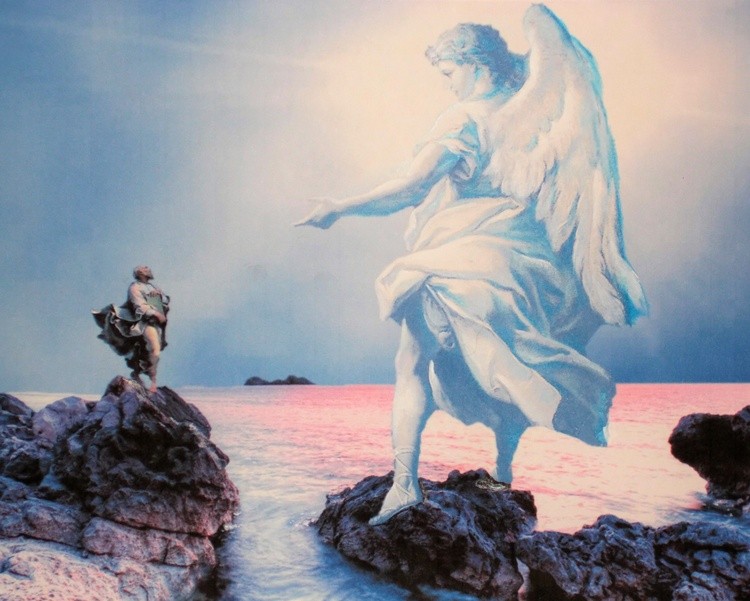 Angel gives John the little book, Revelation 10