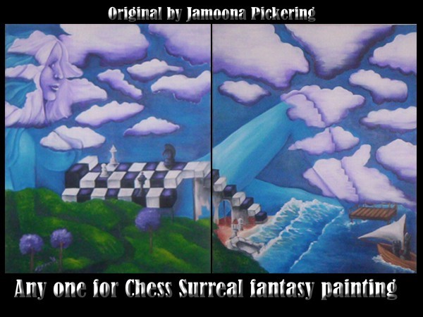 ANYONE FOR CHESS Surreal fantasy Art Painting