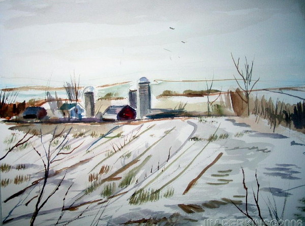 FARMS IN SNOWY FEILD
