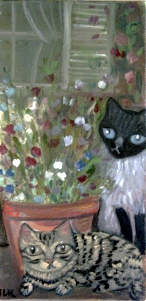 Two Cats & Sweet Peas