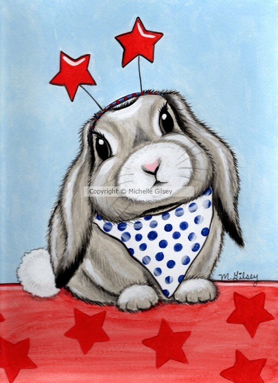  Patriotic Bunny Original Painting