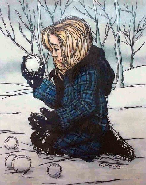 Little Girl With Snowballs