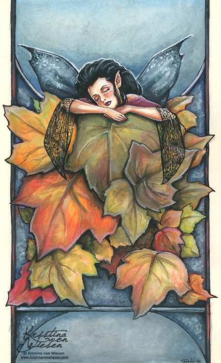 Sleeping faerie in autumn
