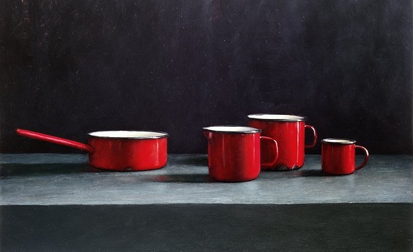 Still life with red cups