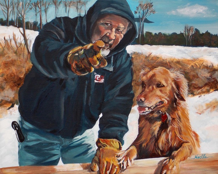 Man and his dog portrait