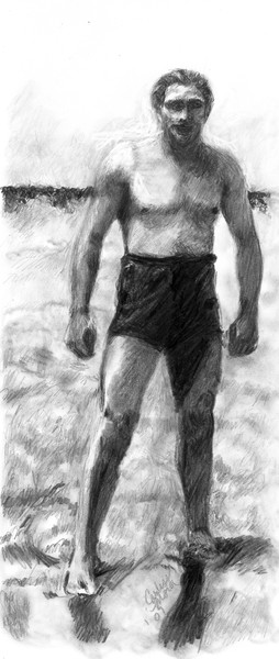 Stanley Ketchel at the beach - Training Camp MI