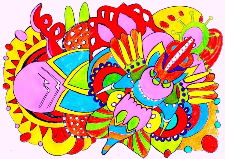 609. Colorful abstract Redbubble design doodles by Veera Zukova