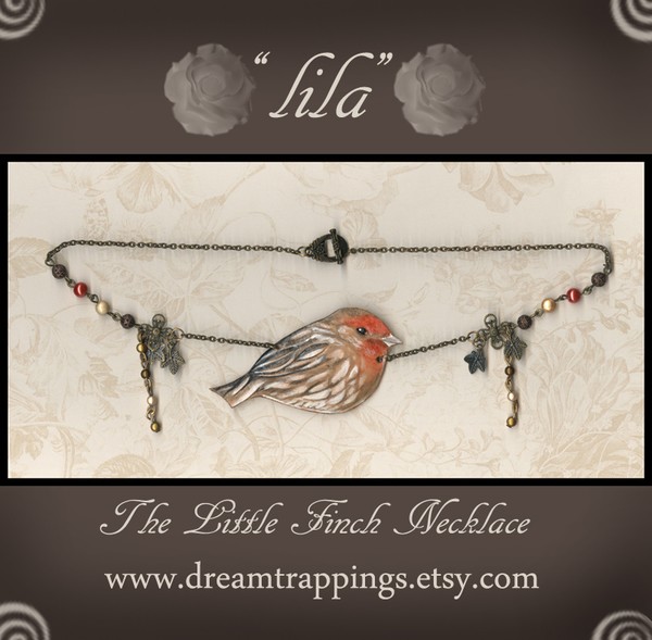 Lila the Little Leather Finch Necklace