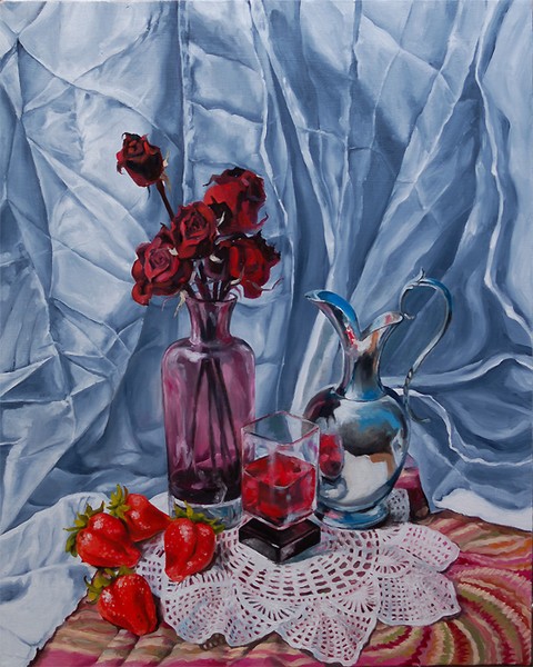 Still Life With Dead Roses And Strawberries