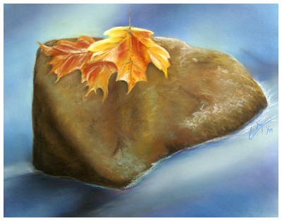 Fall Leaves on a Rock