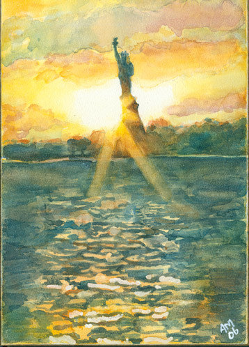 Lady Liberty at Sunset