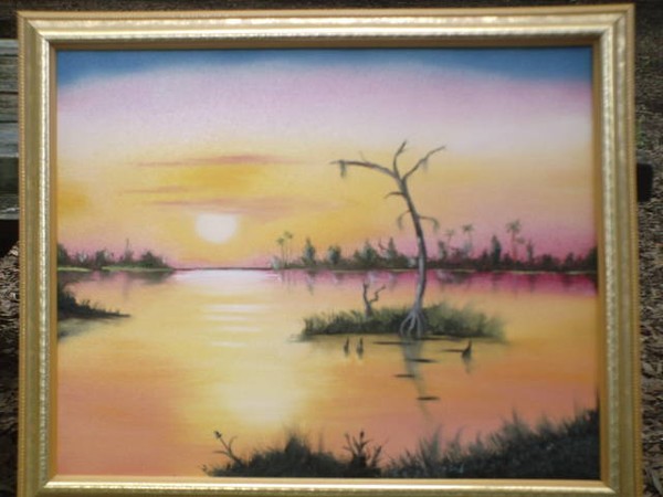 sunset on swamp
