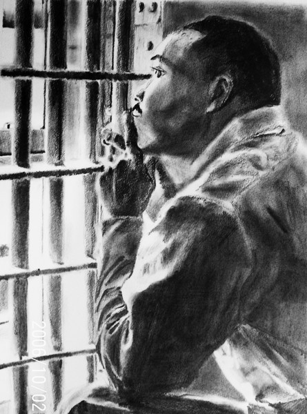 Martin Luther King in jail for peace speeches