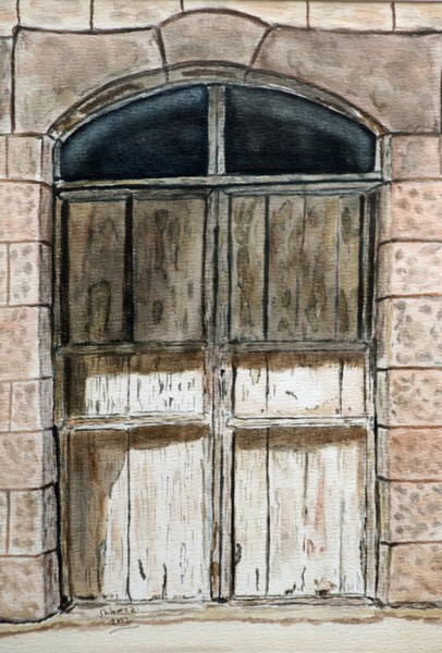 old wooden door.