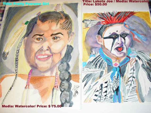 Two Powwow Images (watercolor)