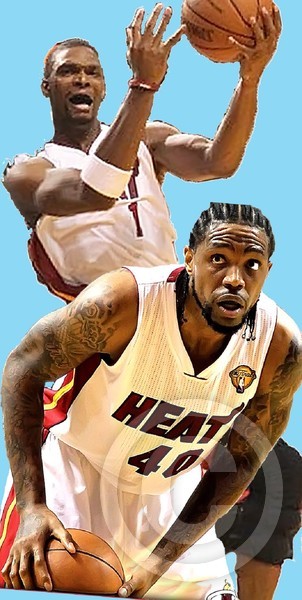 MIAMI HEAT 2013 UDONIS HASLEM, CHRIS BOSH by DON H