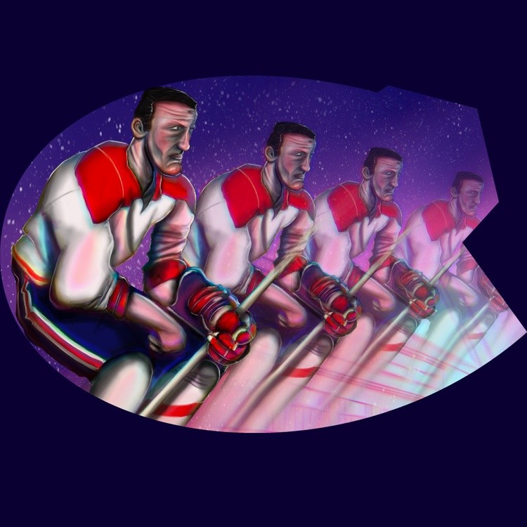 Classic hockey player Habs silhouette 