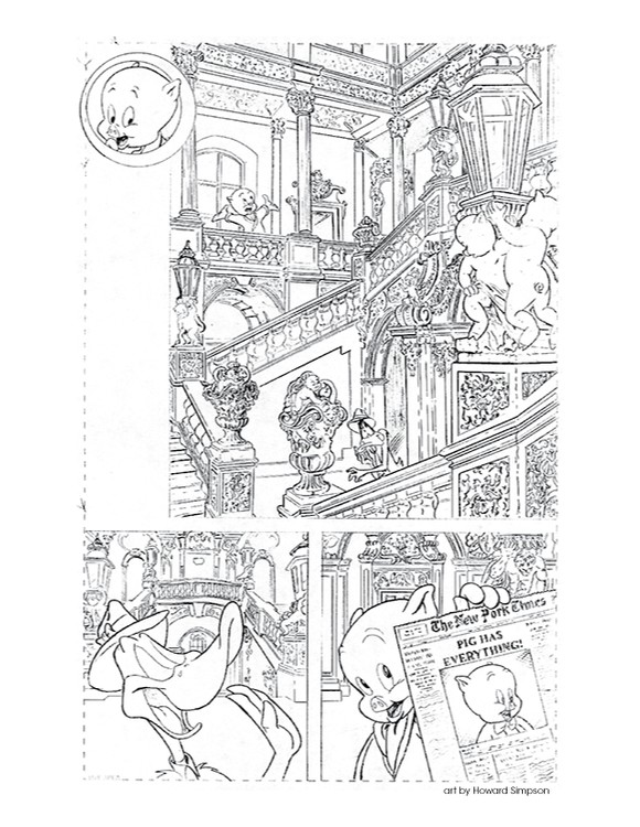 Looney Tunes Comic Book Art - Door to Door Duck Page 1 pencil art by H. Simpson