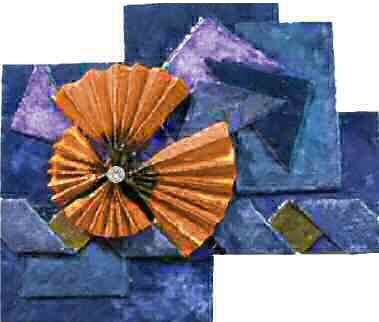 Butterfly Fans Blue And Orange Brooch