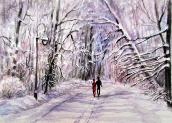 Winter walk aceo