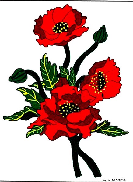 painting of red poppy