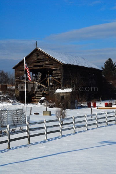 Saratoga County Barn & American Flag