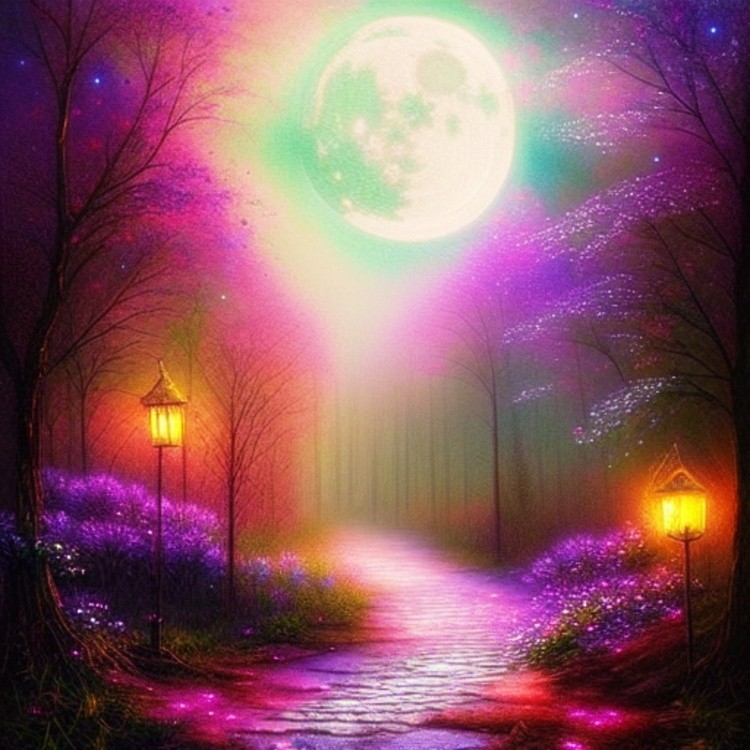 Fantasy moonlit walkway