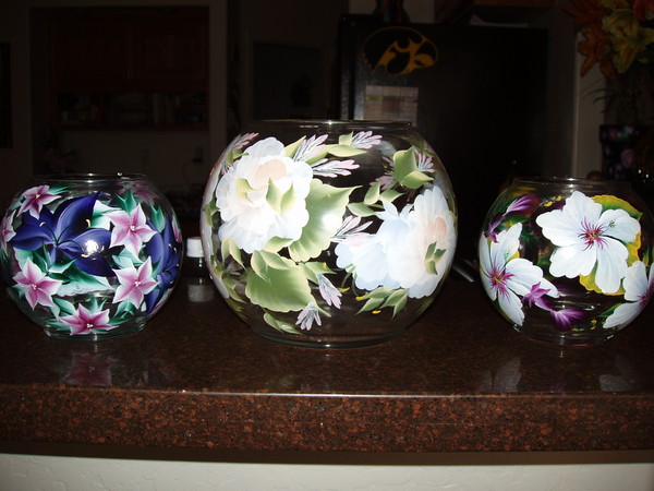 Flowers on Glass Bowls
