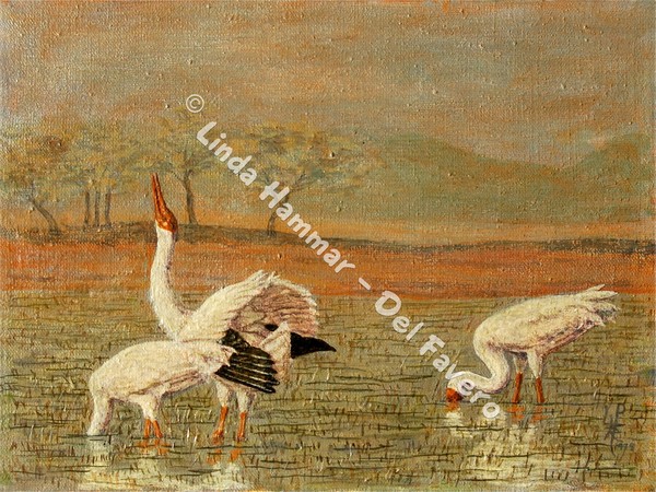 Siberian Cranes at Dawn Painting