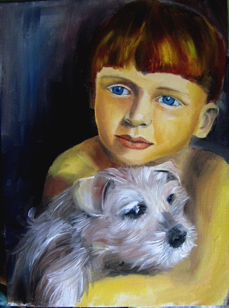 the boy with dog