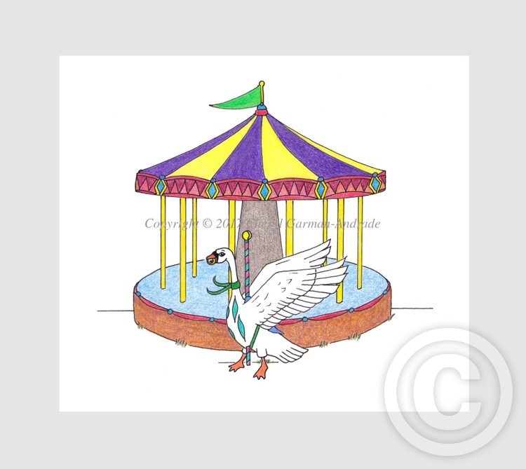 Carousel Goose Whimsical Illustration