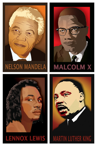 Mandela, Malcolm X, Lennox Lewis & Martin Luther K