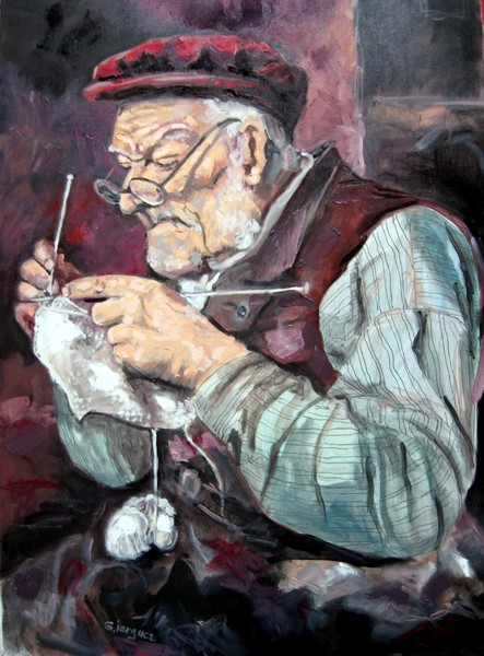 The Old man With the Red Hat - 50 x 70 cm