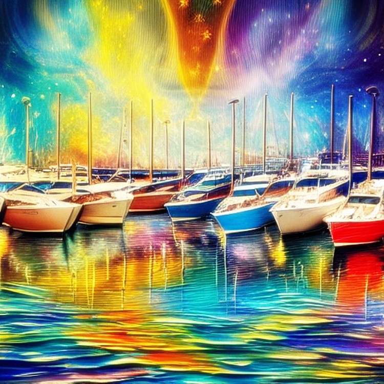 Colorful fantasy harbor