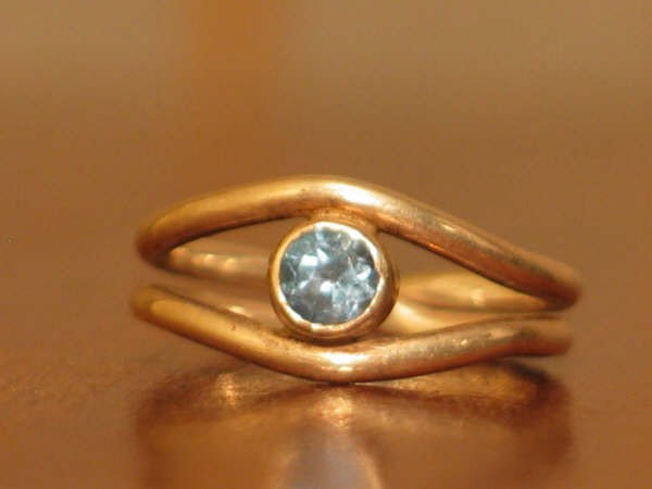 sterling silver & 5mm swiss blue topaz ring