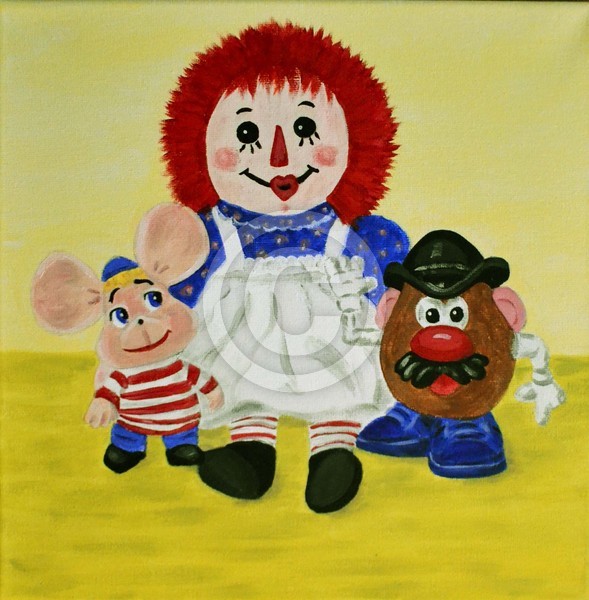 Raggedy Ann and Friends 12 x 12 Acrylic on canvas