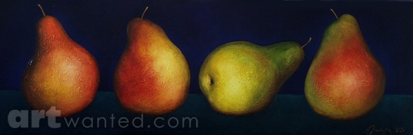 Four pears on ultramarine