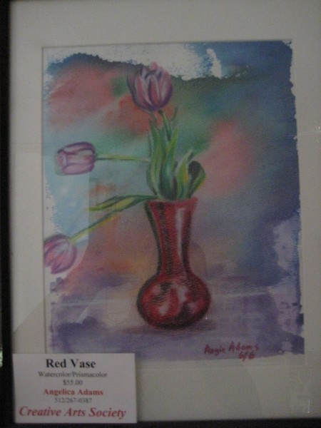 Red Vase with Two Tulips