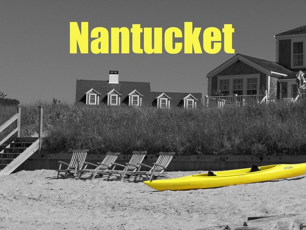 Nantucket Yellow Boat on Shore Poster Style