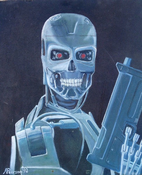A Terminator cyborg from the famous film.