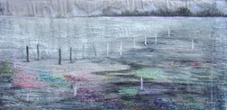 textile painting 'grey landscape'