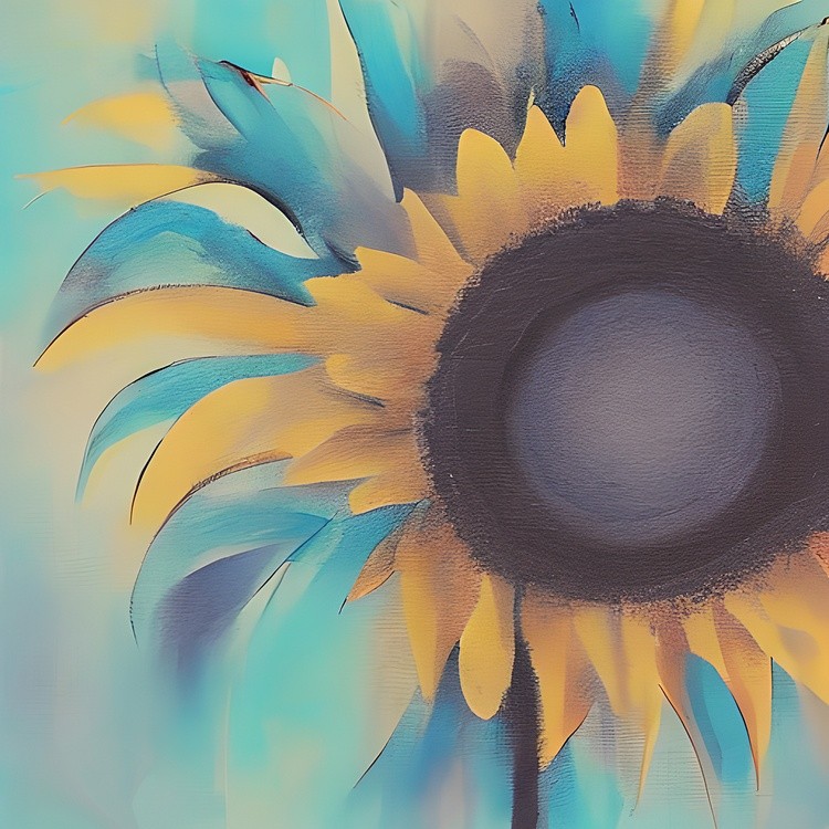 Muted tones sunflower painting