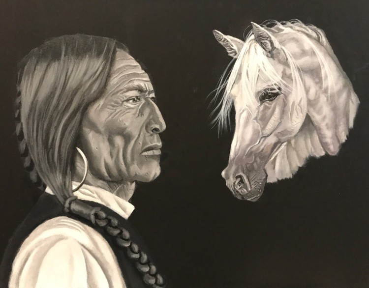 NATIVE MAN AND HORSE SPIRIT